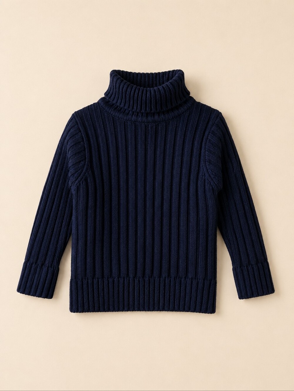 PatPat Ribbed Turtleneck Sweater Toddler Unisex Size 3-4Y Navy Blue Knit Uniform